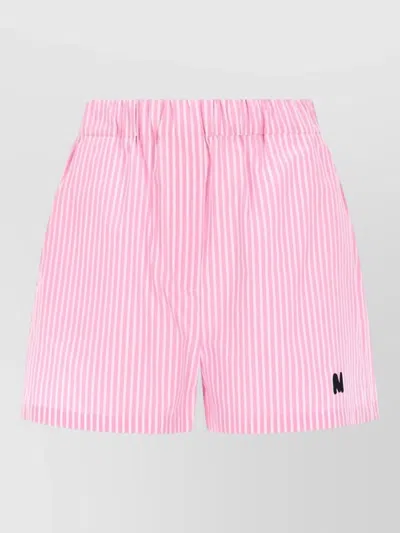 Msgm Straight Leg Pants Striped Pattern Design In Pink