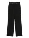 Msgm Straight-leg Pants With Glossy Trim In Black
