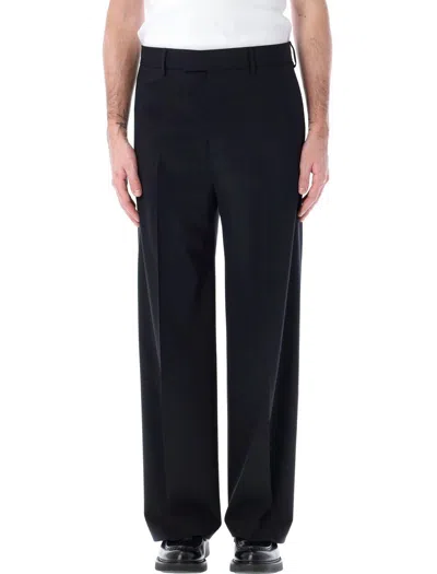 Msgm Straight-leg Pleated-detail Tailored Trousers In Nero