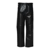 Msgm Straight-leg Trousers With Shiny Finish And Classic Waistband In Black