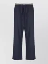 Msgm Blue Pants With Logo Band And Drawstring Waist In Blue
