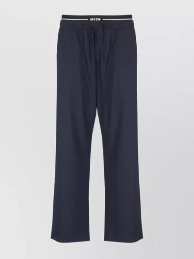 Msgm Straight Leg Wool Trousers In Blue
