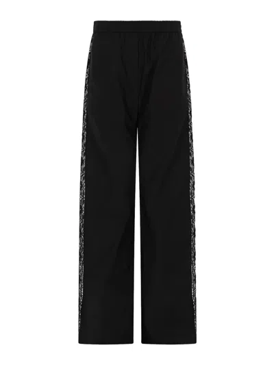 Msgm Straight Trousers With Lace Details In Black