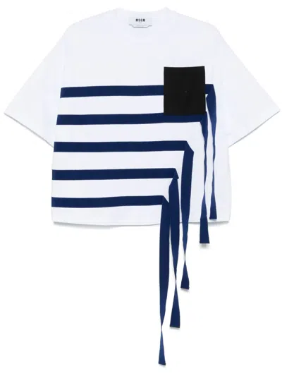 Msgm Strap-detail T-shirt In White