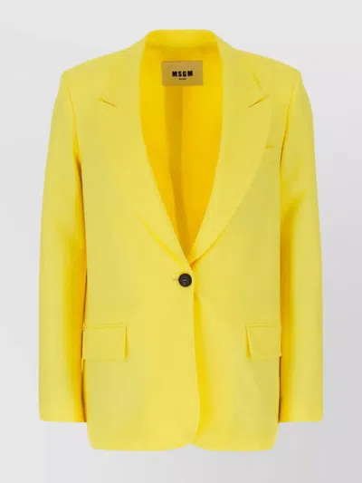 MSGM STRETCH COTTON BLAZER WITH PEAK LAPELS