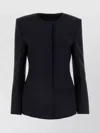 Msgm Stretch Polyester Blend Blazer With Front Pockets In Black