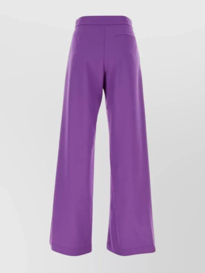 Msgm Stretch Wool Wide-leg Palazzo Trousers In Purple