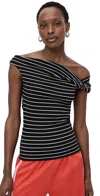 Msgm Black & White Striped Blouse In Black