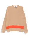 Msgm Stripe-detail Jumper In Neutral