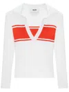 Msgm Stripe-detail Polo Top In White