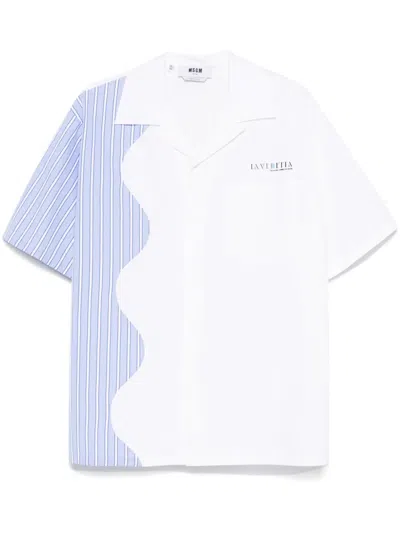 Msgm Stripe-detail Shirt In White