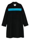 Msgm Stripe-detail Single-breasted Coat In Black