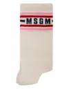 Msgm Stripe-detail Socks In Neutral