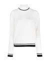 Msgm Stripe-edge Wool-blend Jumper In White