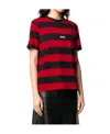 Msgm Stripe Logo Print Short-sleeved T-shirt In Black