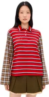 Msgm Stripe Long Sleeve Top Red In Red
