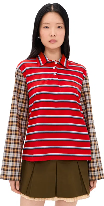 Msgm Stripe Long Sleeve Top Red