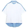 Msgm Stripe Oversized Tee In Blue