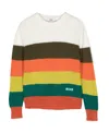 Msgm Stripe-pattern Colour-block Jumper In Multicolor