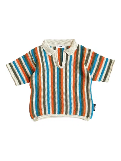 Msgm Kids' Stripe Polo Shirt In Multi