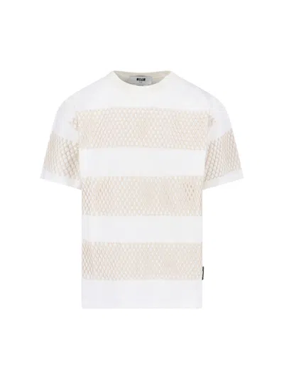 Msgm Stripe T-shirt In White