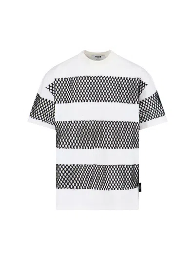 Msgm Stripe T-shirt In White