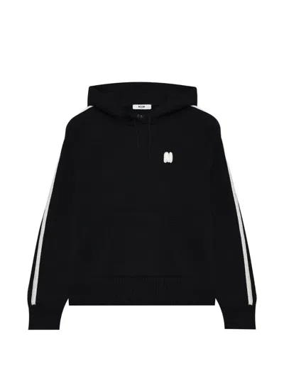 Msgm Kids' Stripe-appliqué Hoodie In Black