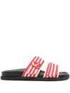 Msgm 20mm Canvas Flat Sandals In 红色