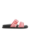 Msgm Striped Canvas Slides In Multi