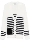 Msgm Striped Cardigan In White