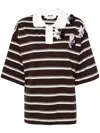 MSGM MSGM STRIPED COTTON POLO SHIRT WITH APPLIED FLOWERS