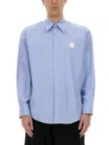 Msgm Logo Cotton T-shirt With Striped Cuffed Sleeves