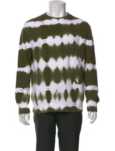 Pre-owned Msgm Striped Crew Neck Cardigan In Green