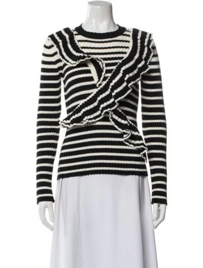 Pre-owned Msgm Striped Crew Neck Sweater In Black