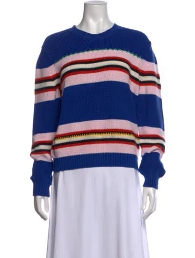 Pre-owned Msgm Striped Crew Neck Sweater In Blue