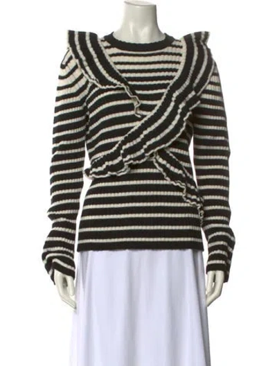 Pre-owned Msgm Striped Crew Neck Sweater In Neutral