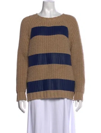 Pre-owned Msgm Striped Crew Neck Sweater In Neutrals