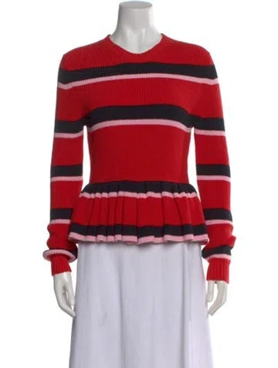 Pre-owned Msgm Striped Crew Neck Sweater In Red