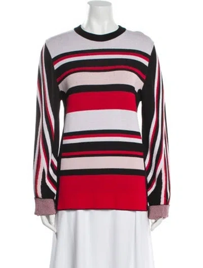Pre-owned Msgm Striped Crew Neck Sweatshirt In Red