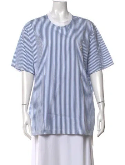 Pre-owned Msgm Striped Crew Neck Top In Blue