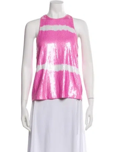 Pre-owned Msgm Striped Crew Neck Top In Pink