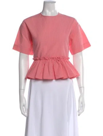 Pre-owned Msgm Striped Crew Neck Top In Pink