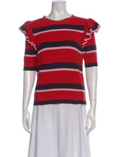 Pre-owned Msgm Striped Crew Neck Top In Red