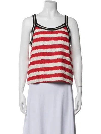 Pre-owned Msgm Striped Crew Neck Top In Red