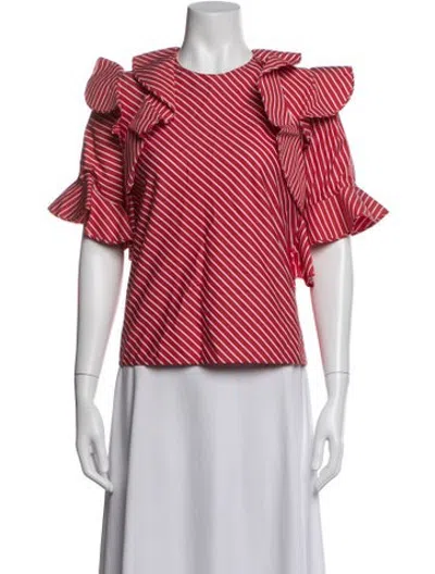 Pre-owned Msgm Striped Crew Neck Top In Red