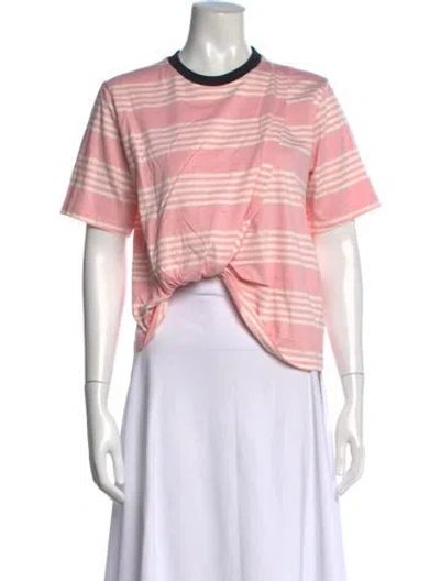 Pre-owned Msgm Striped Crew Neck T-shirt In Pink