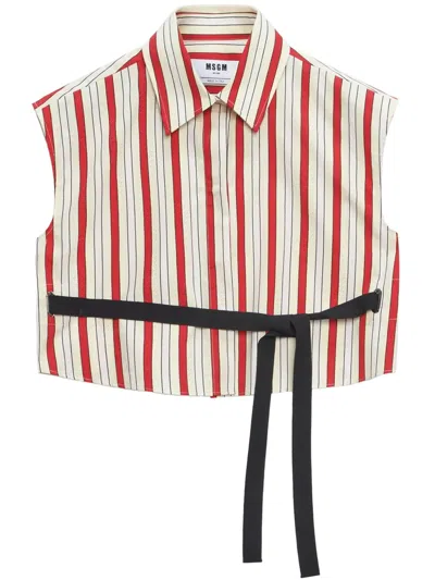Msgm Gestreiftes Cropped-oberteil In Nude