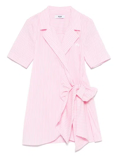 Msgm Kids' Striped Dress In Pink