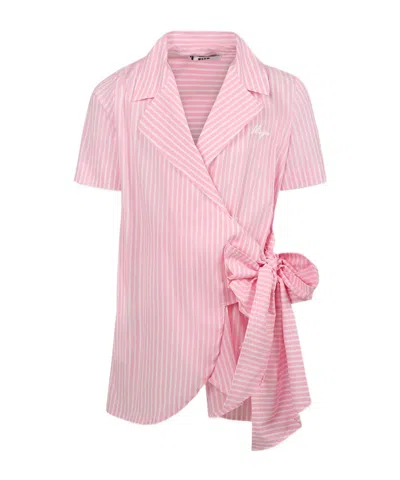 Msgm Kids' Striped Dress In Pink