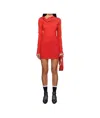 Msgm Striped Dress In Red